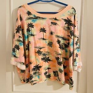 Old Navy Multicolor Palm/Beach Themed Cropped Shirt